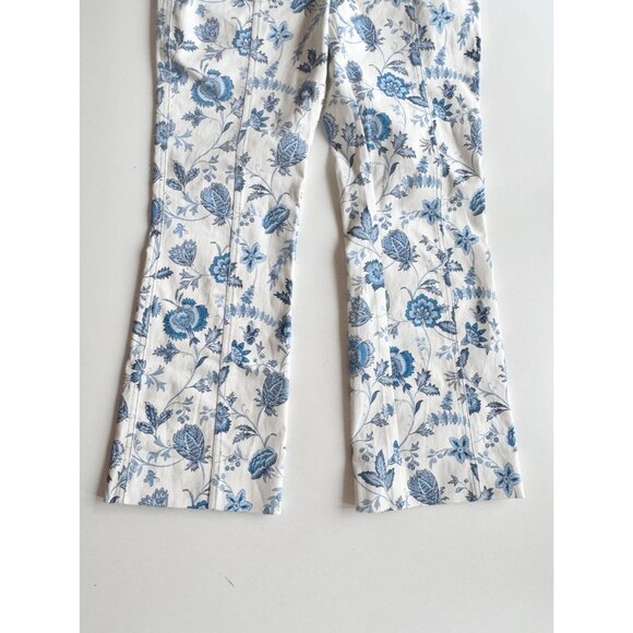 DEREK LAM 10 CROSBY Meloe White Blue Floral Stretch Twill Cropped Pants, Size 2 - Picture 9 of 16